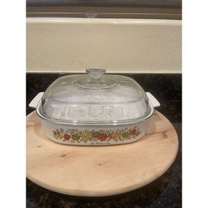 Corning Ware Spice of Life A-10-B Casserole Dish with Pyrex Lid 10x10x2"